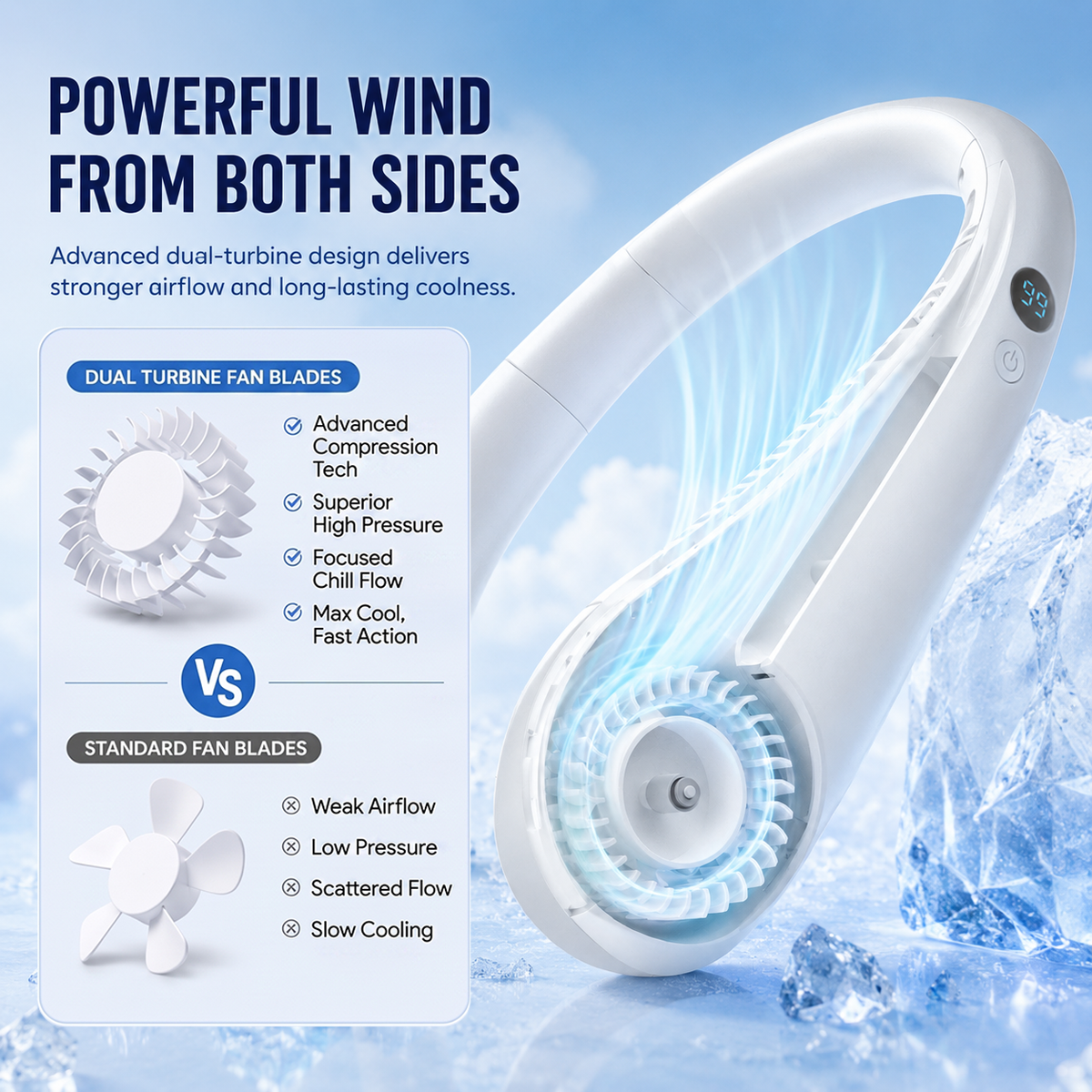🌬️2026 HOT SALE💞50K+ SOLD!🍃💨 50% OFF! Neck Air Conditioner Fan – Ultra‑quiet, 360° rotating, Hands‑free cooling, long battery