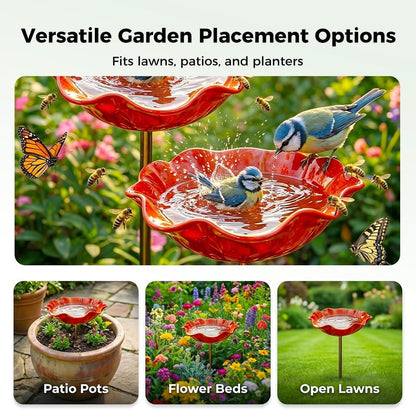 🌟Last Day Promotion🎁Handmade Metal Flower Garden Stake Bird Bath