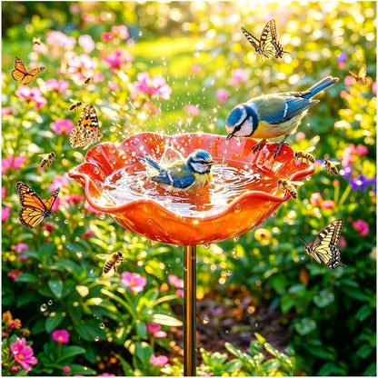 🌟Last Day Promotion🎁Handmade Metal Flower Garden Stake Bird Bath
