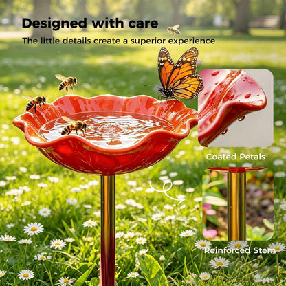 🌟Last Day Promotion🎁Handmade Metal Flower Garden Stake Bird Bath