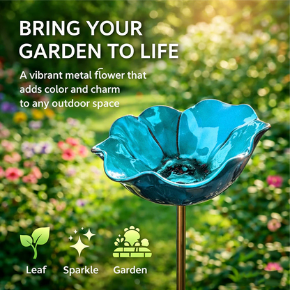 🌟Last Day Promotion🎁Handmade Metal Flower Garden Stake Bird Bath
