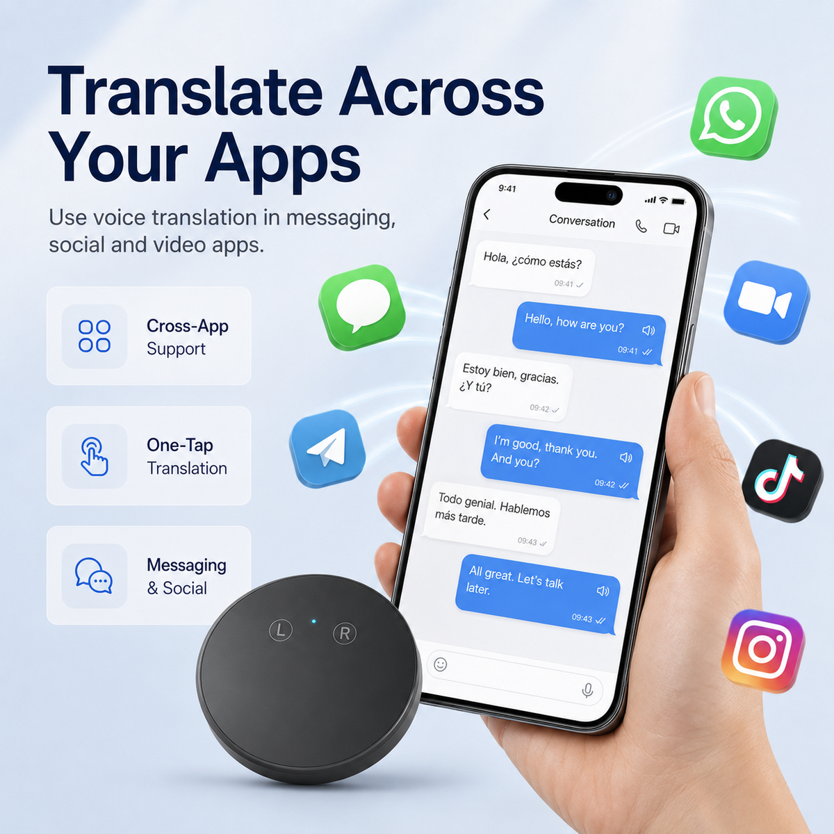 🔥LAST DAY 49% OFF🔥AI Language Translator Device – Real-Time Two-Way Voice Translator with Multi-Language Support