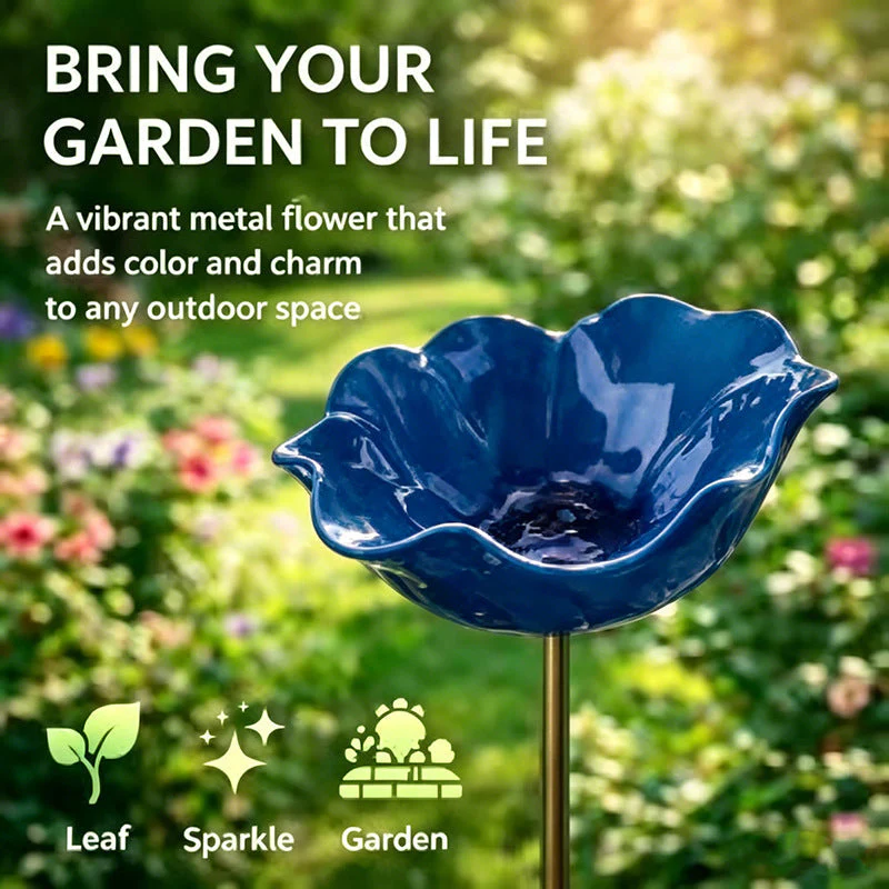 🌟Last Day Promotion🎁Handmade Metal Flower Garden Stake Bird Bath
