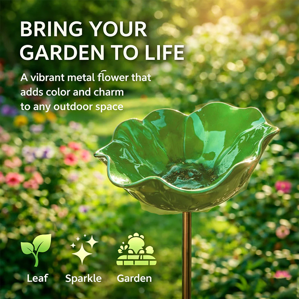 🌟Last Day Promotion🎁Handmade Metal Flower Garden Stake Bird Bath