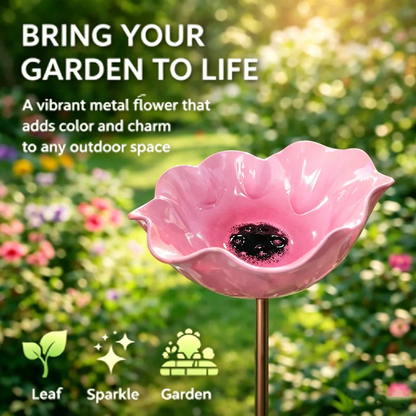 🌟Last Day Promotion🎁Handmade Metal Flower Garden Stake Bird Bath
