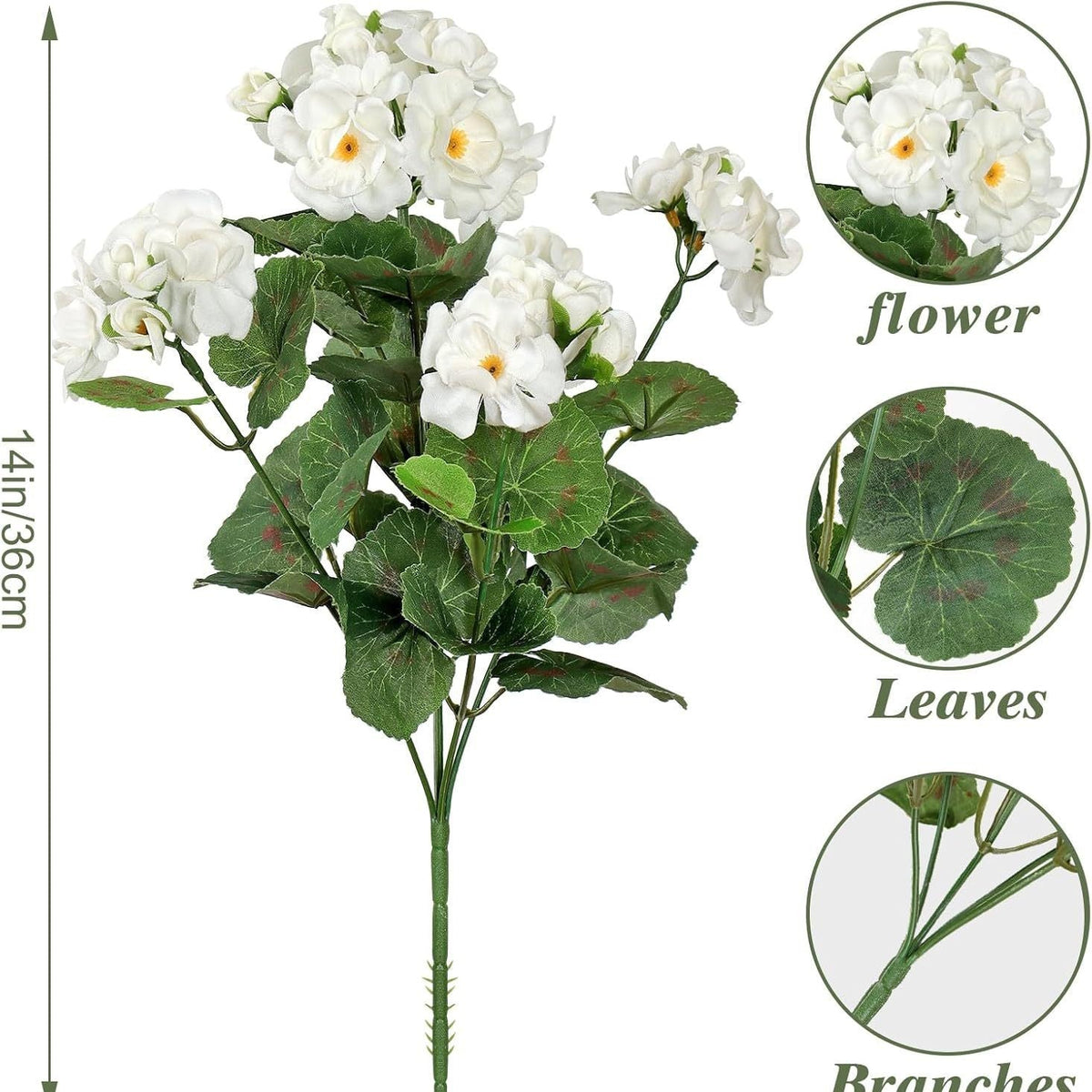 🌺8 Bundles UV Resistant Artificial Geraniums