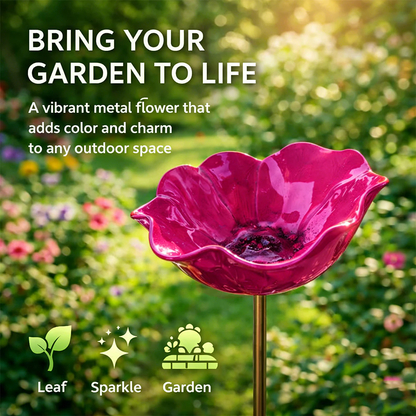 🌟Last Day Promotion🎁Handmade Metal Flower Garden Stake Bird Bath