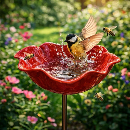 🌟Last Day Promotion🎁Handmade Metal Flower Garden Stake Bird Bath