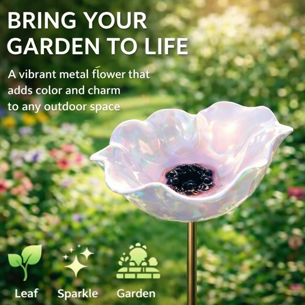 🌟Last Day Promotion🎁Handmade Metal Flower Garden Stake Bird Bath