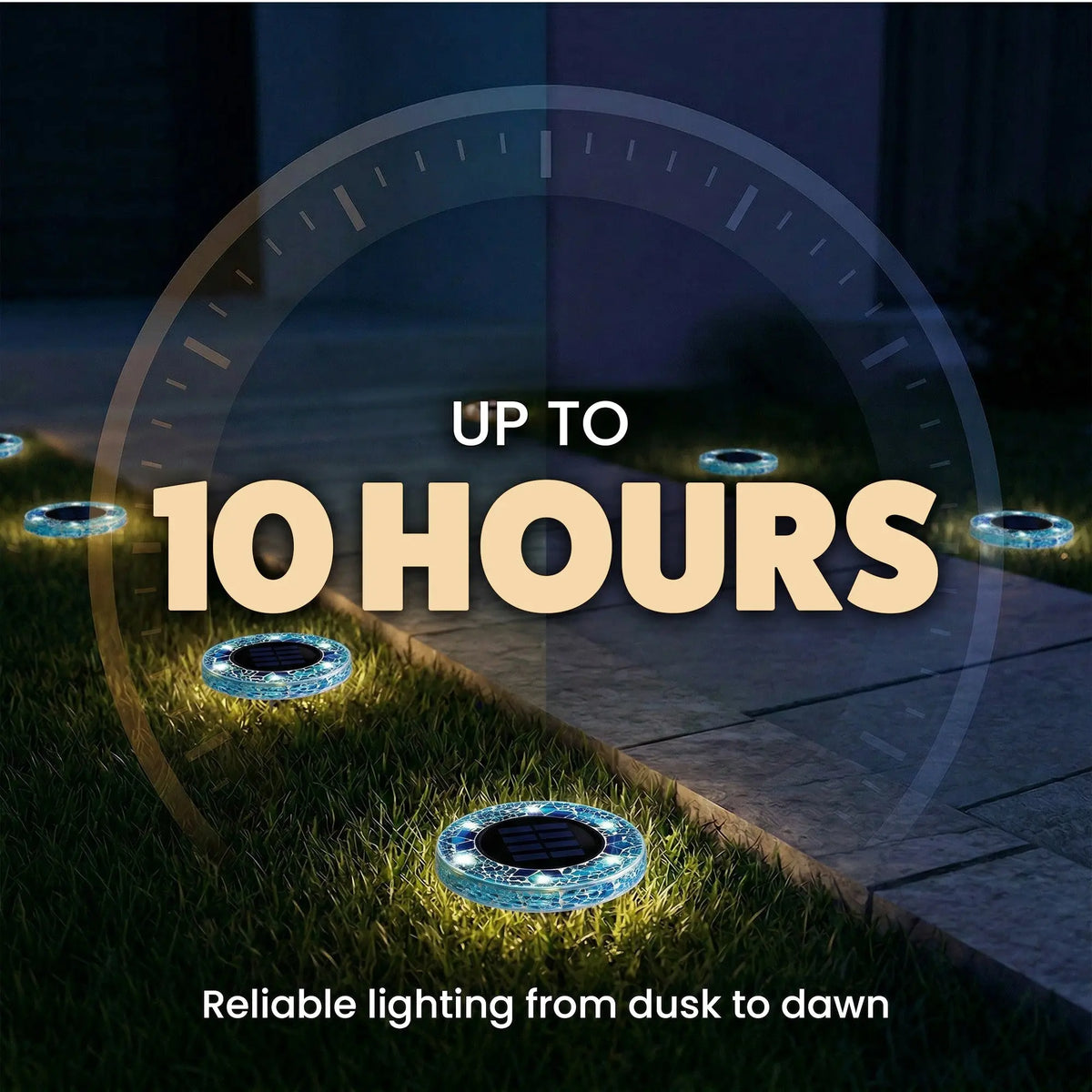 Solar Outdoor Mosaic Disk Lights, Waterproof Decorative Pathway LED Light, Auto On/Off-tss